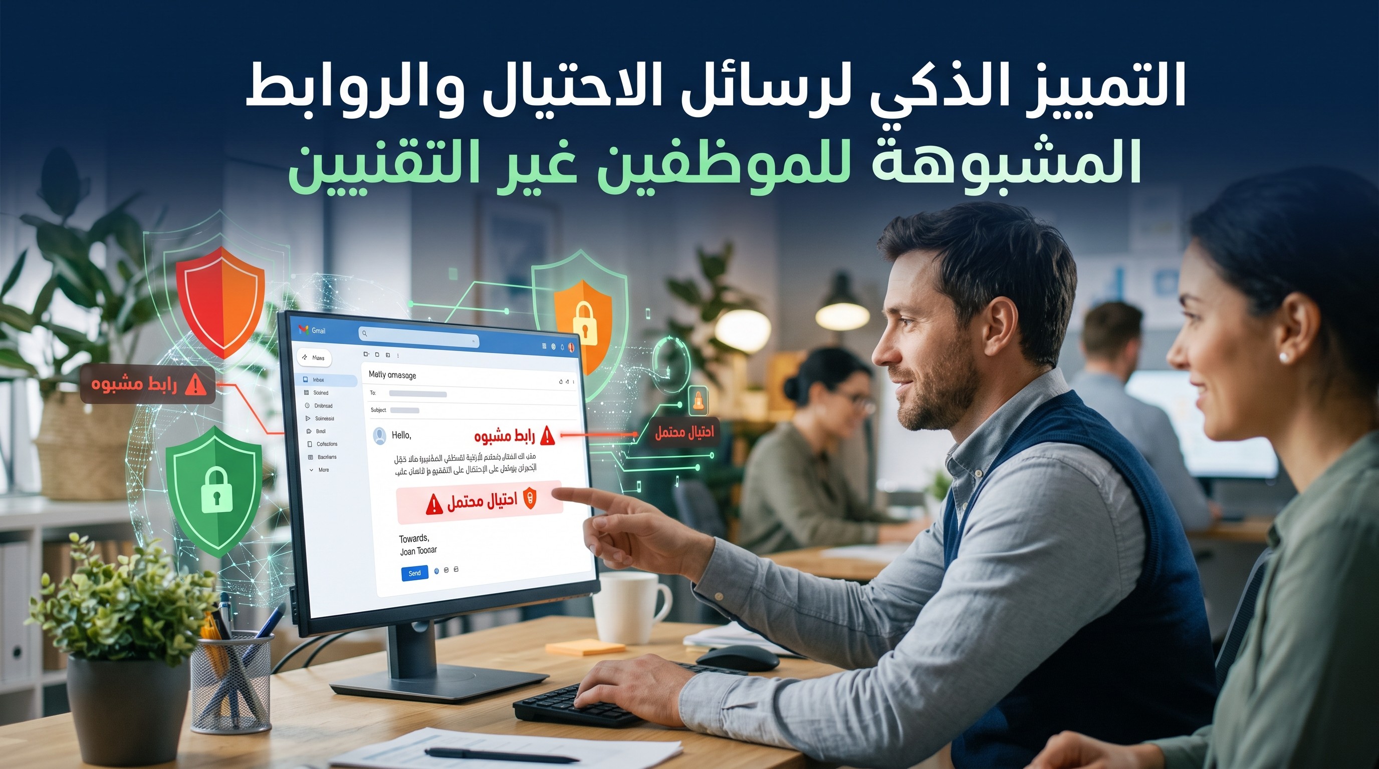 التمييز الذكي لرسائل الاحتيال والروابط المشبوهة للموظفين غير التقنيين